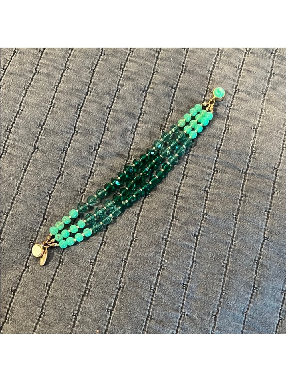 White House Black Market Green Multi-Strand Beaded Bracelet